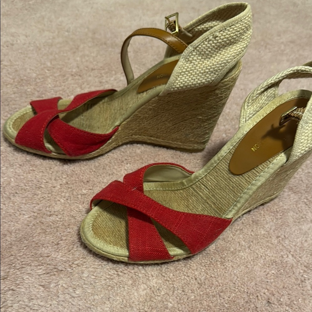 Red Wedge Sandals